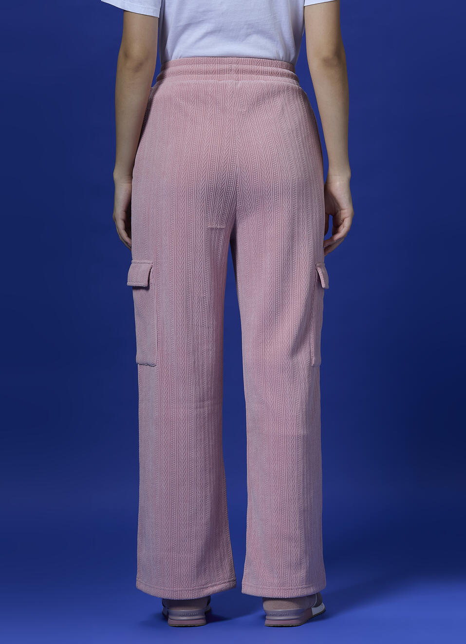 Pink Textured Wide Leg Sweatpants, , large image number 2