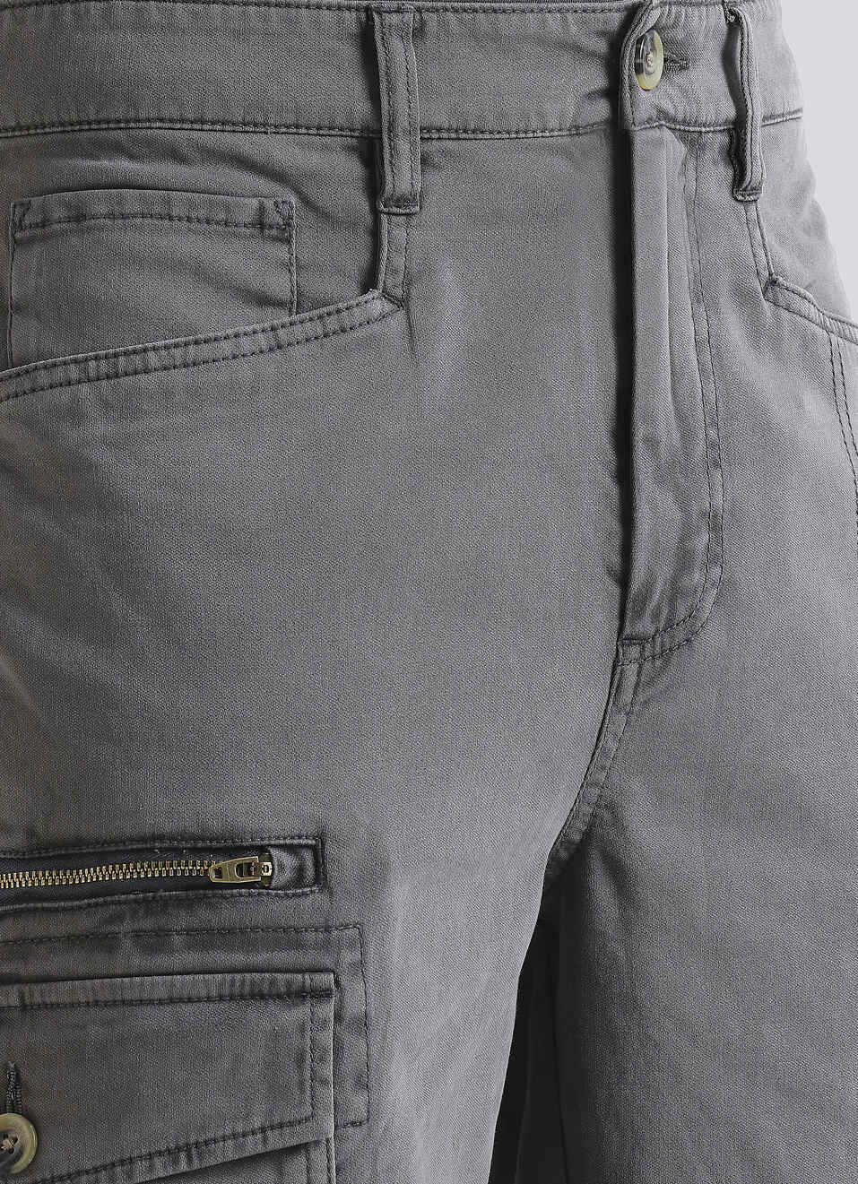 Black Mid Waist Slim Fit Cargo Pants, , large image number 4