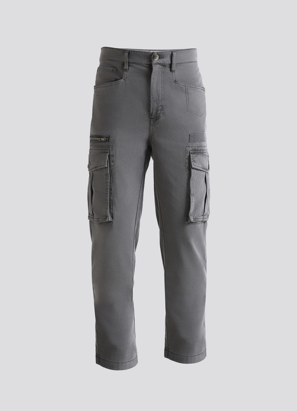 Black Mid Waist Slim Fit Cargo Pants, , large image number 6