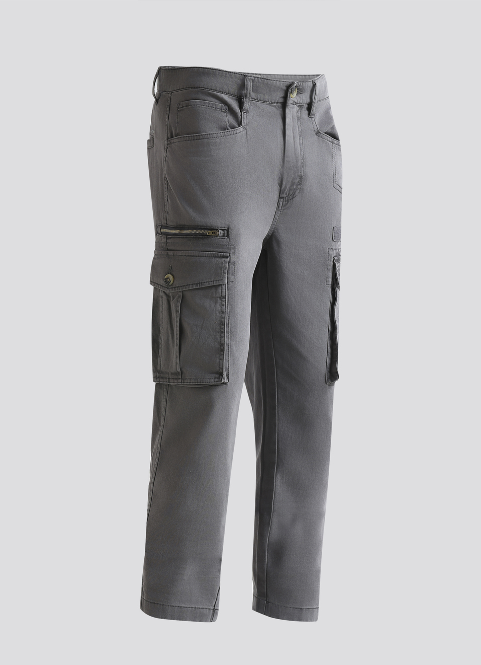 Black Mid Waist Slim Fit Cargo Pants, , large image number 7