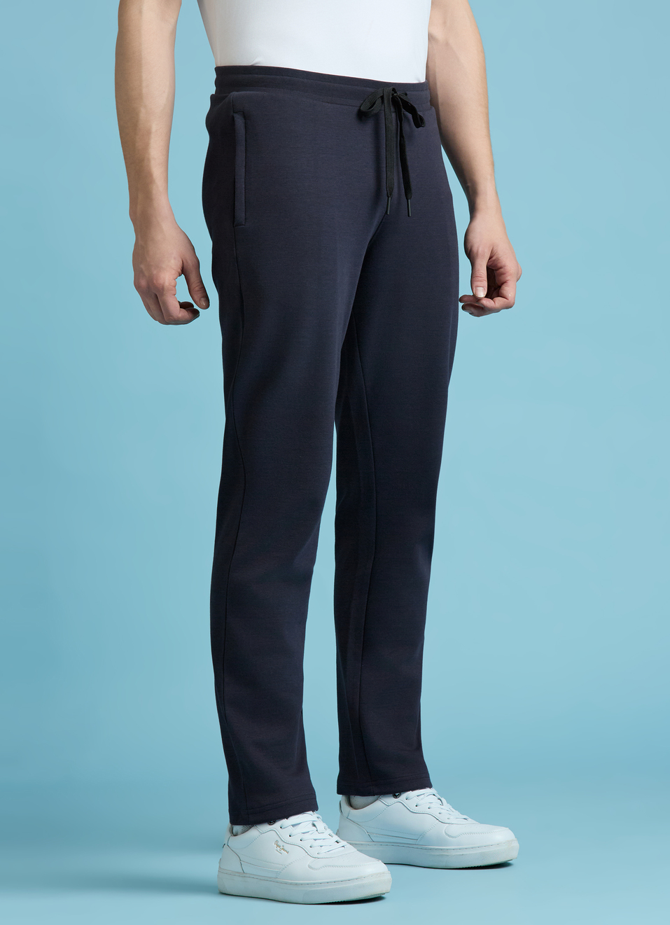 Navy Mid Waist Regular Fit Joggers, , large image number 3