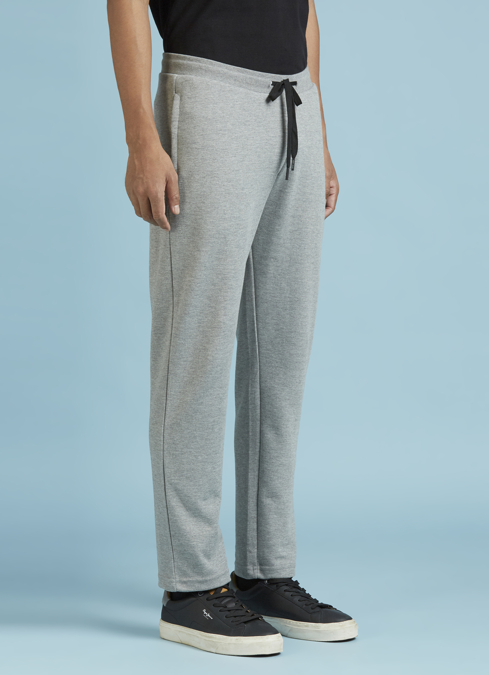 Grey Mid Waist Regular Fit Joggers, , large image number 3