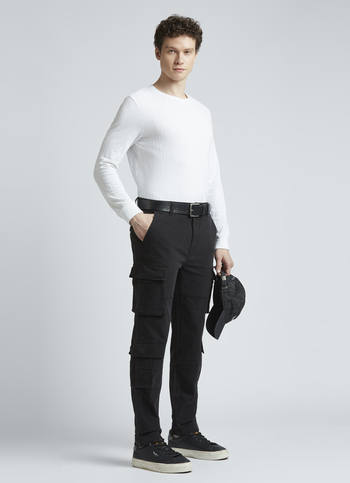 Black Mid Waist Slim Fit Cargo Pants