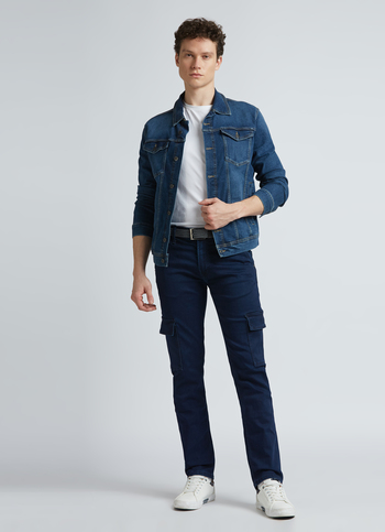Blue Mid Rise Straight Gymindigo Cargo Jeans