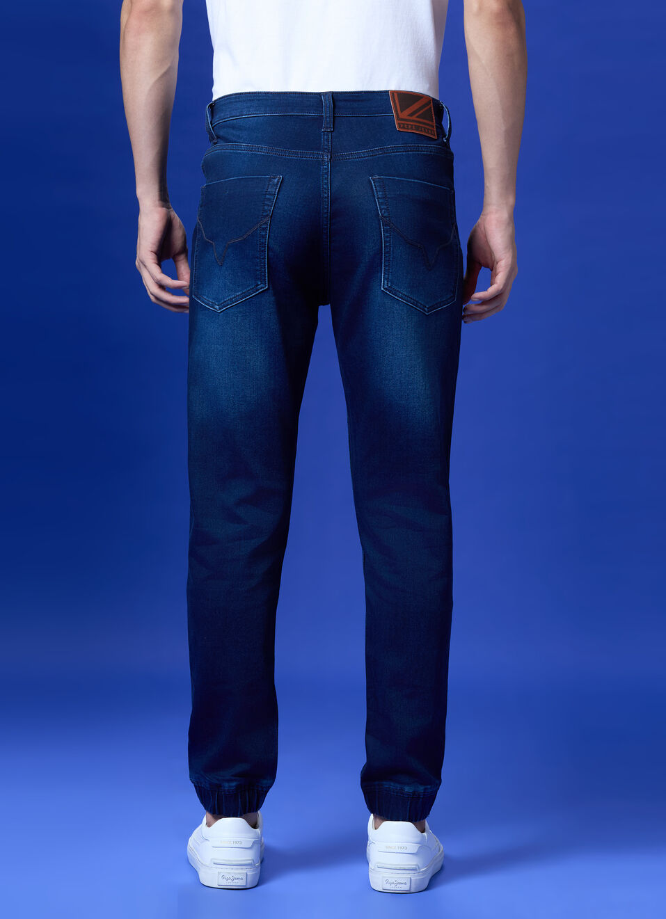 Blue Mid Rise Ankle Length Joggers, , large image number 2