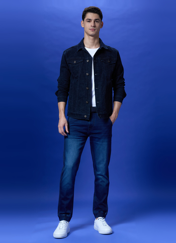 Blue Mid Rise Ankle Length Joggers