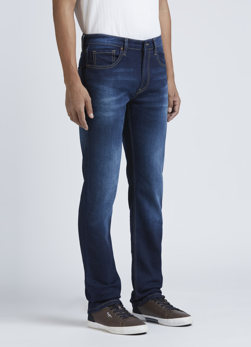 Holborne Blue Mid Rise Straight Jeans, , large image number 3