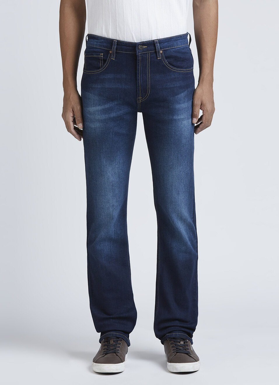Holborne Blue Mid Rise Straight Jeans, , large image number 6