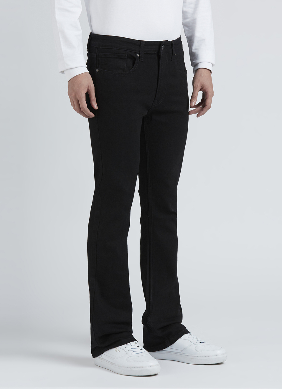 Black Mid Rise Bootcut Jeans, , large image number 5