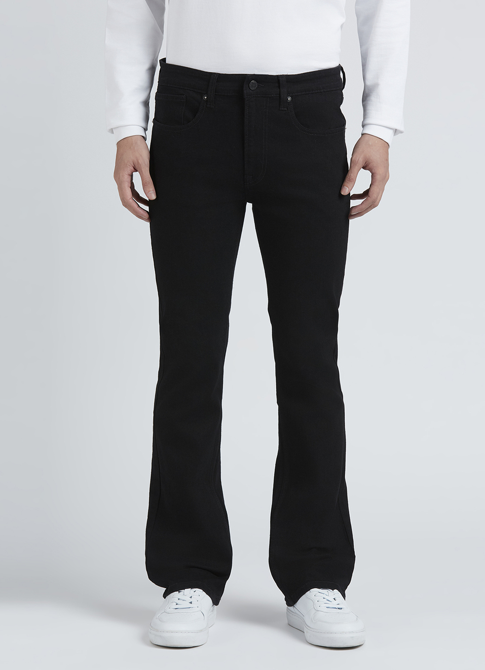 Black Mid Rise Bootcut Jeans, , large image number 6