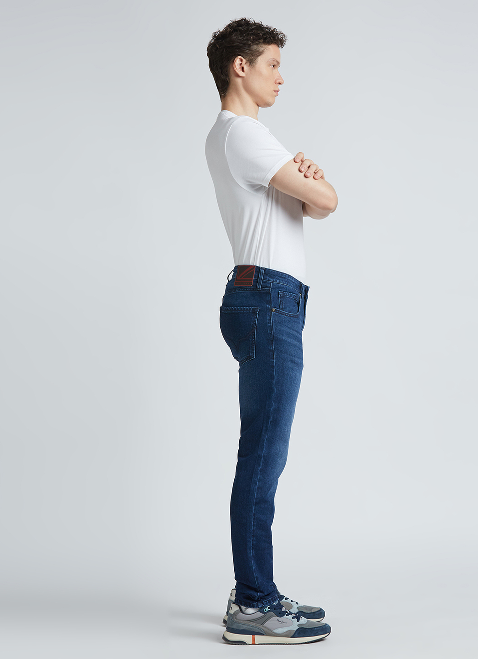Vapour Blue Mid Rise Slim Jeans, , large image number 6