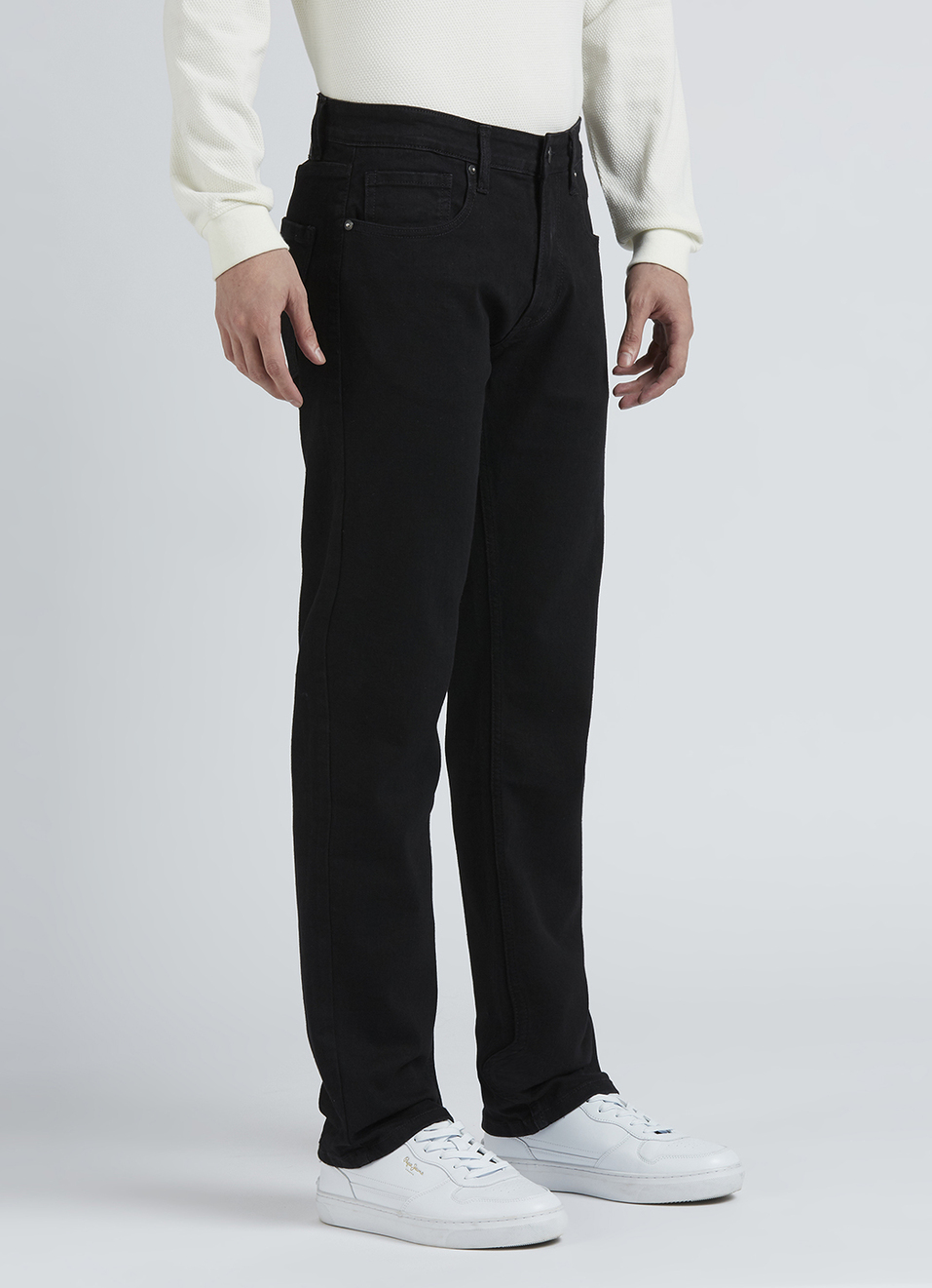 Holborne Black Mid Rise Straight Jeans, , large image number 5
