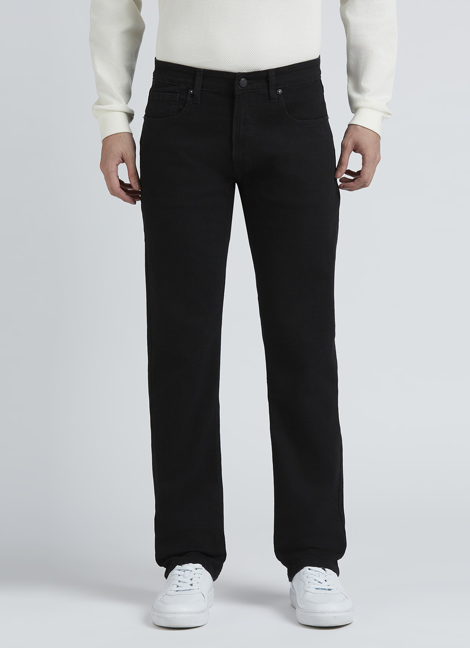 Holborne Black Mid Rise Straight Jeans, , large image number 6