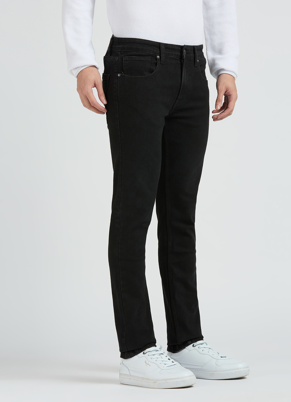 Vapour Black Mid Rise Slim Jeans, , large image number 5