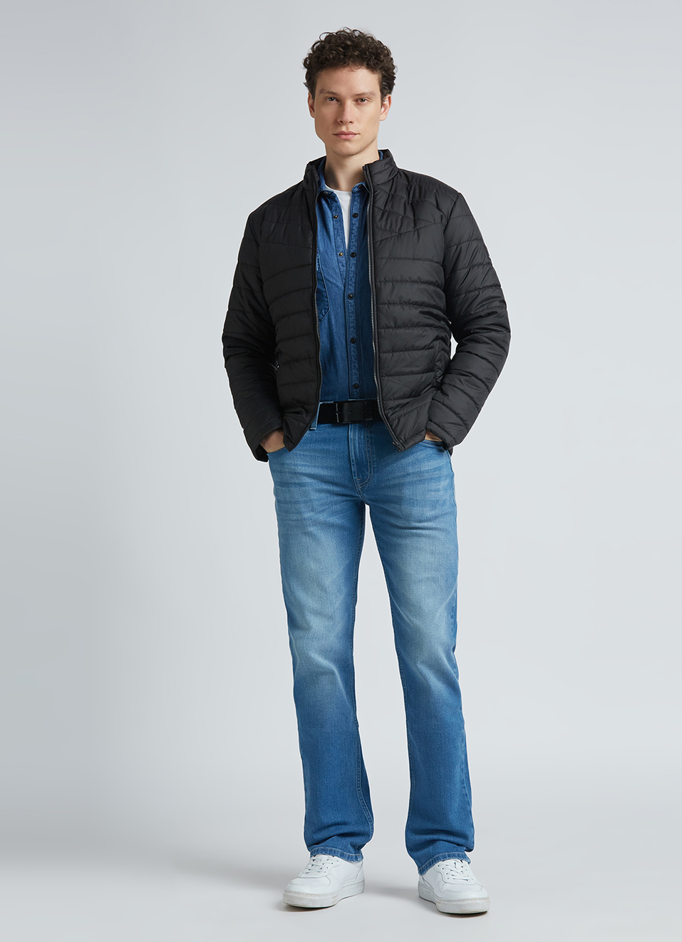 Vapour Blue Mid Rise Slim Jeans, , large image number 6