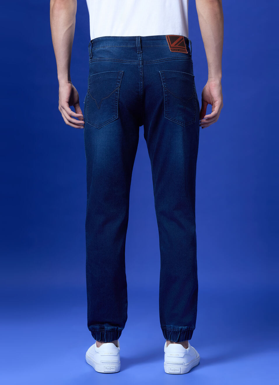 Blue Mid Rise Ankle Length Joggers, , large image number 2