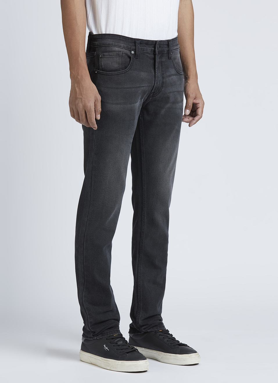 Vapour Black Mid Rise Slim Jeans, , large image number 4