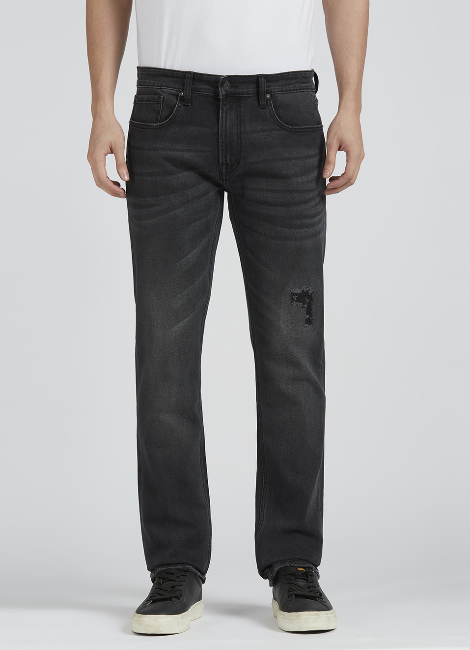 Men Black Mid Rise Slim Fitjeans, , large image number 2