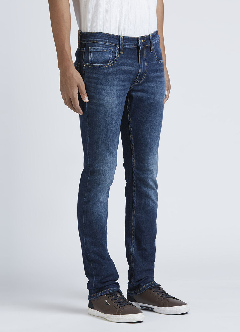 Vapour Blue Mid Rise Slim Jeans, , large image number 5