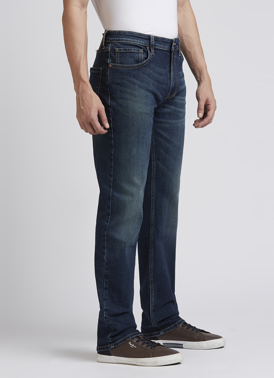 Holborne Blue Mid Rise Straight Jeans, , large image number 5