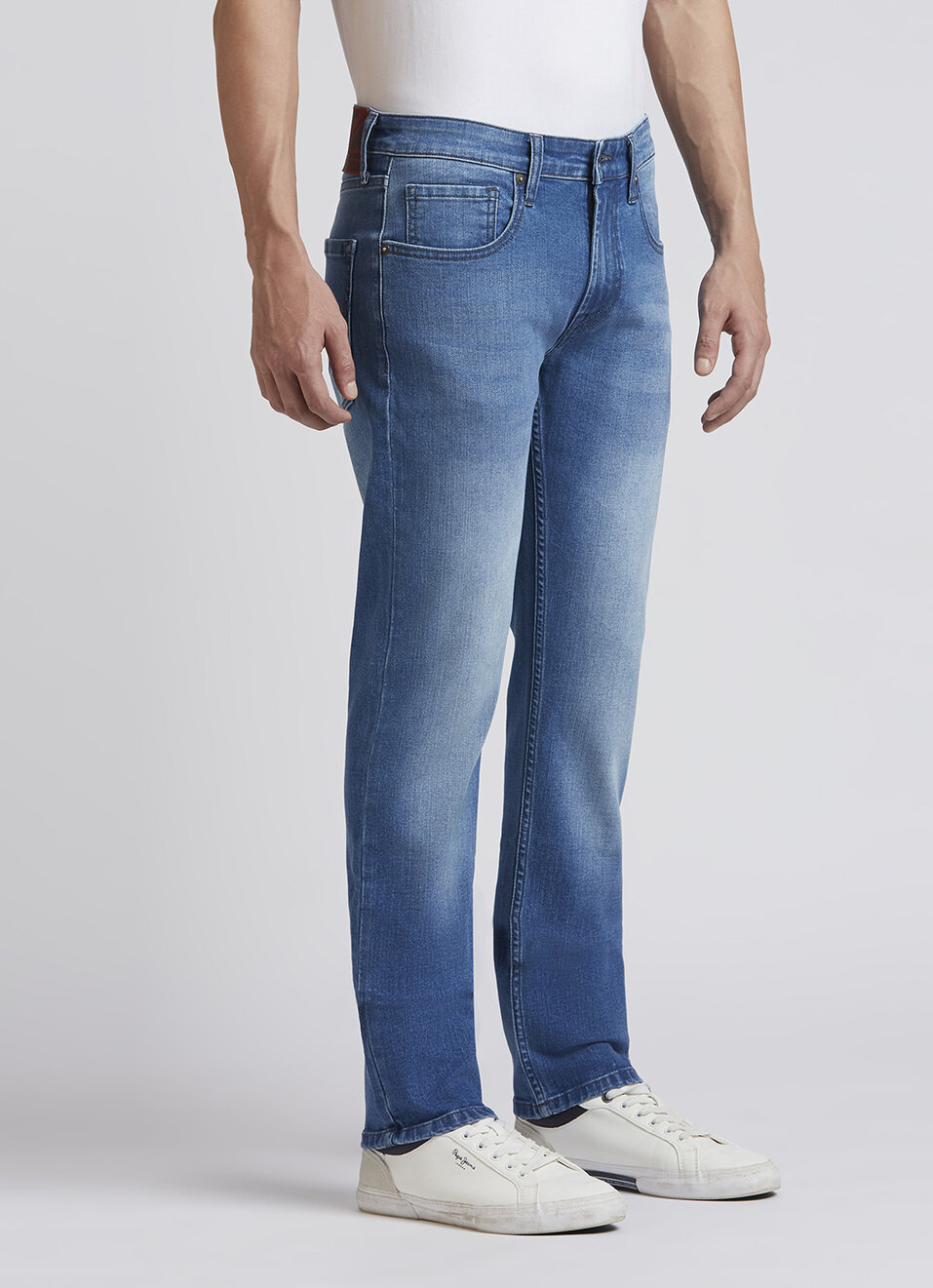Vapour Blue Mid Rise Slim Jeans, , large image number 5