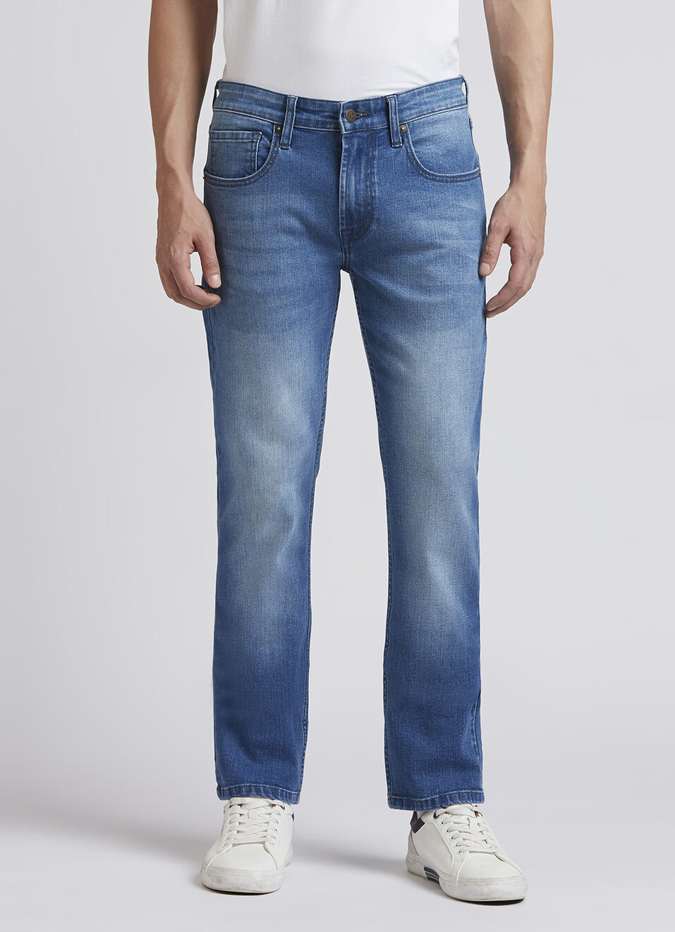 Vapour Blue Mid Rise Slim Jeans, , large image number 6