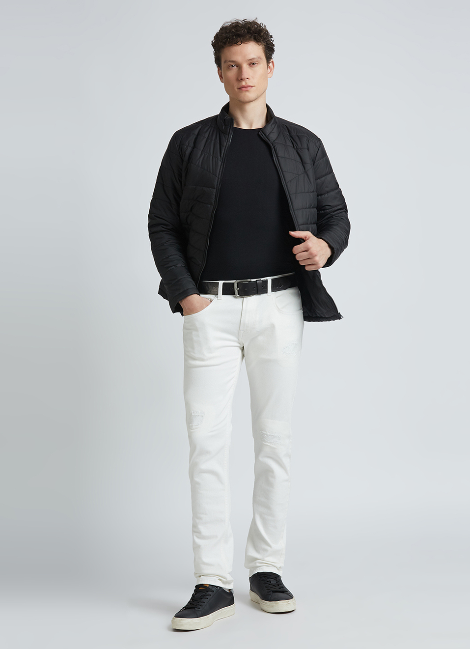 Vapour White Mid Rise Slim Distressed Jeans, , large image number 6