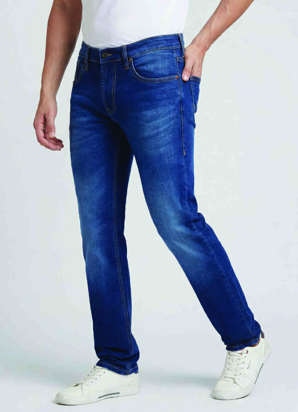 Vapour Blue Mid Rise Slim Jeans, , large image number 0