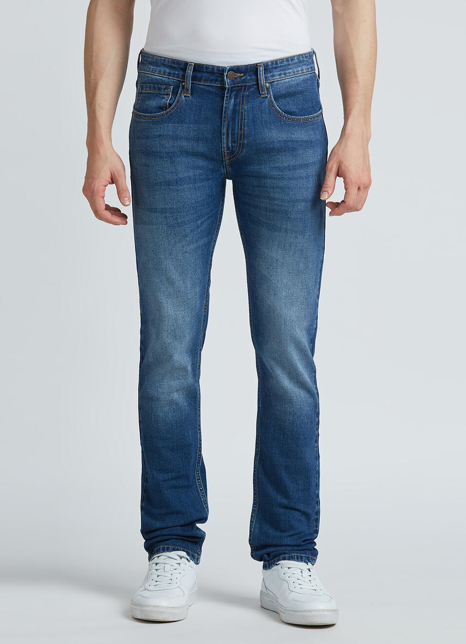 Vapour Blue Mid Rise Slim Jeans, , large image number 6