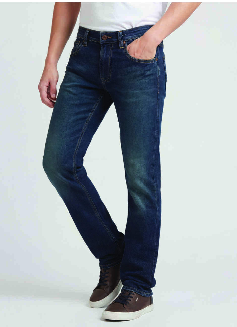 Vapour Blue Mid Rise Slim Jeans, , large image number 0