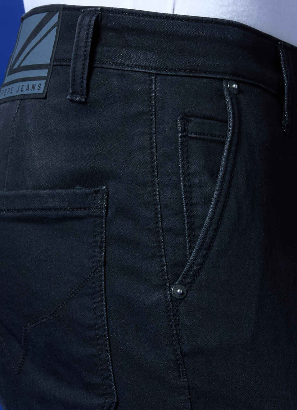 Black Mid Rise Cargo Straight Gymindigo Jeans, , large image number 4