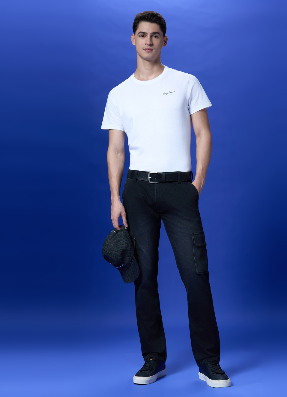 Black Mid Rise Cargo Straight Gymindigo Jeans, , large image number 0
