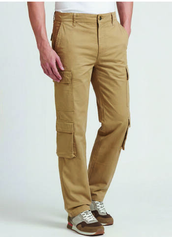 Beige Mid Waist Stretch Cargo