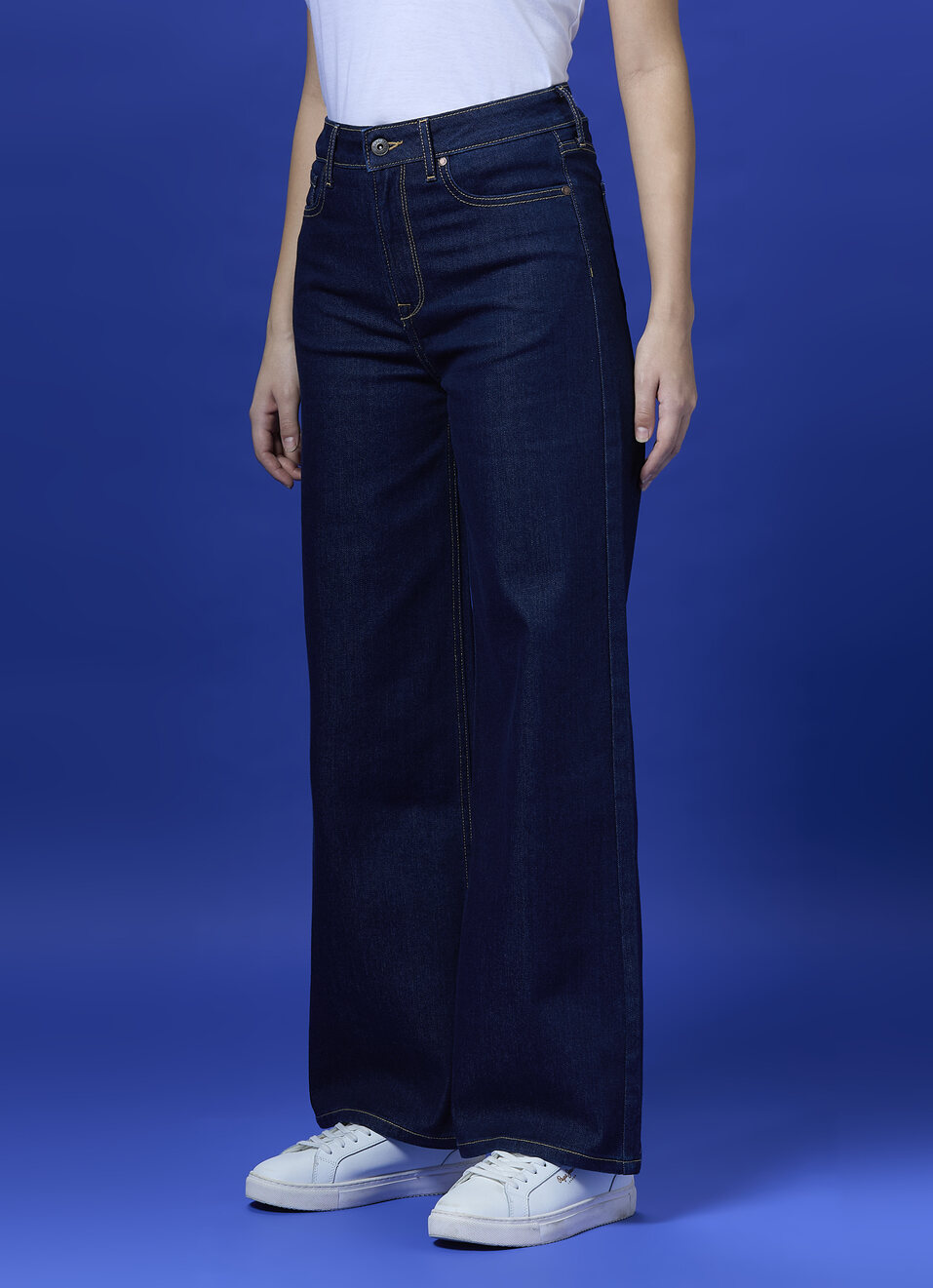 Women Blue High Waist Loose Wide Leg Jeans, , large image number 3