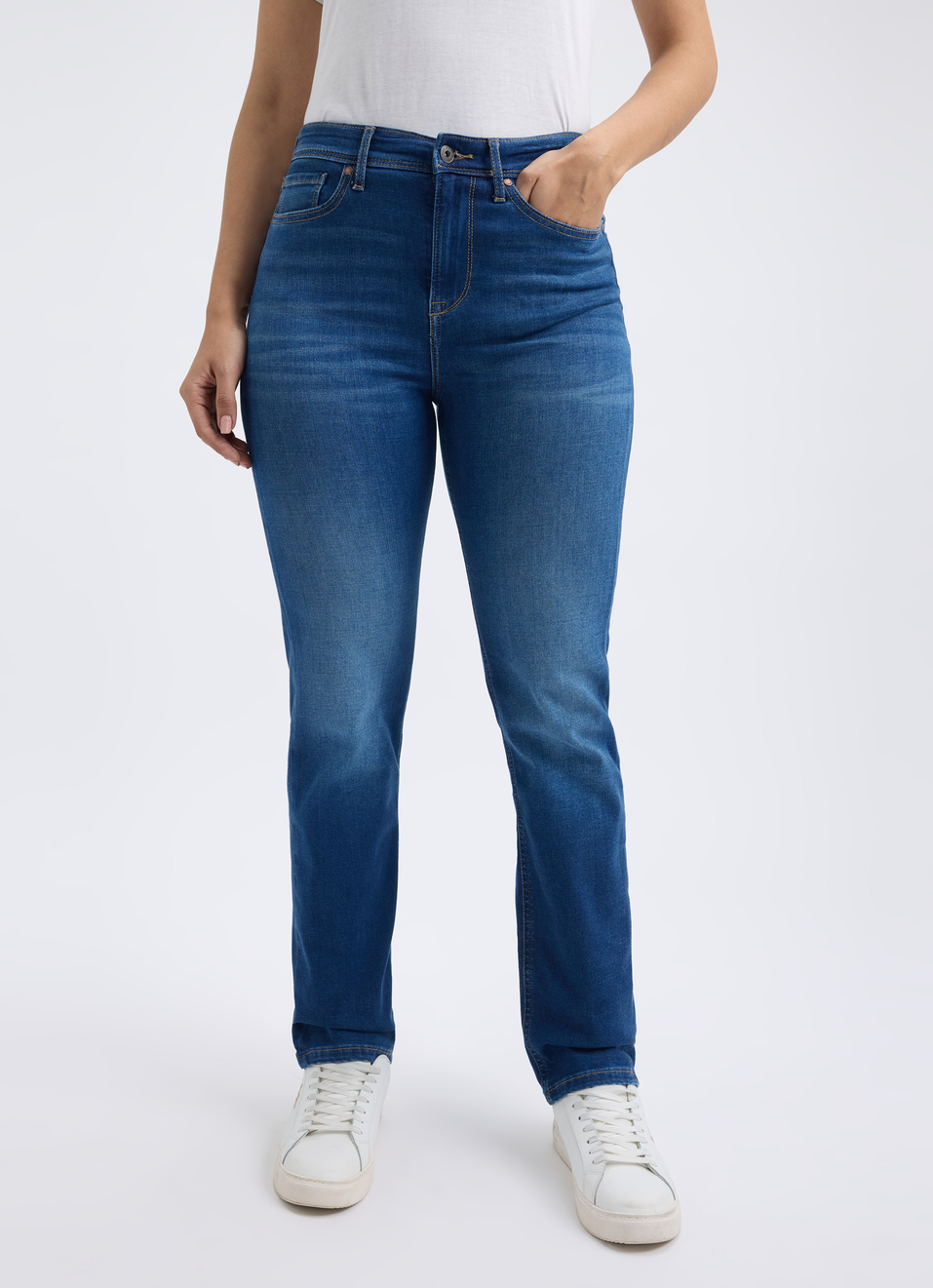 Women Blue High Waist Straight Softlex Jeans, , large image number 1