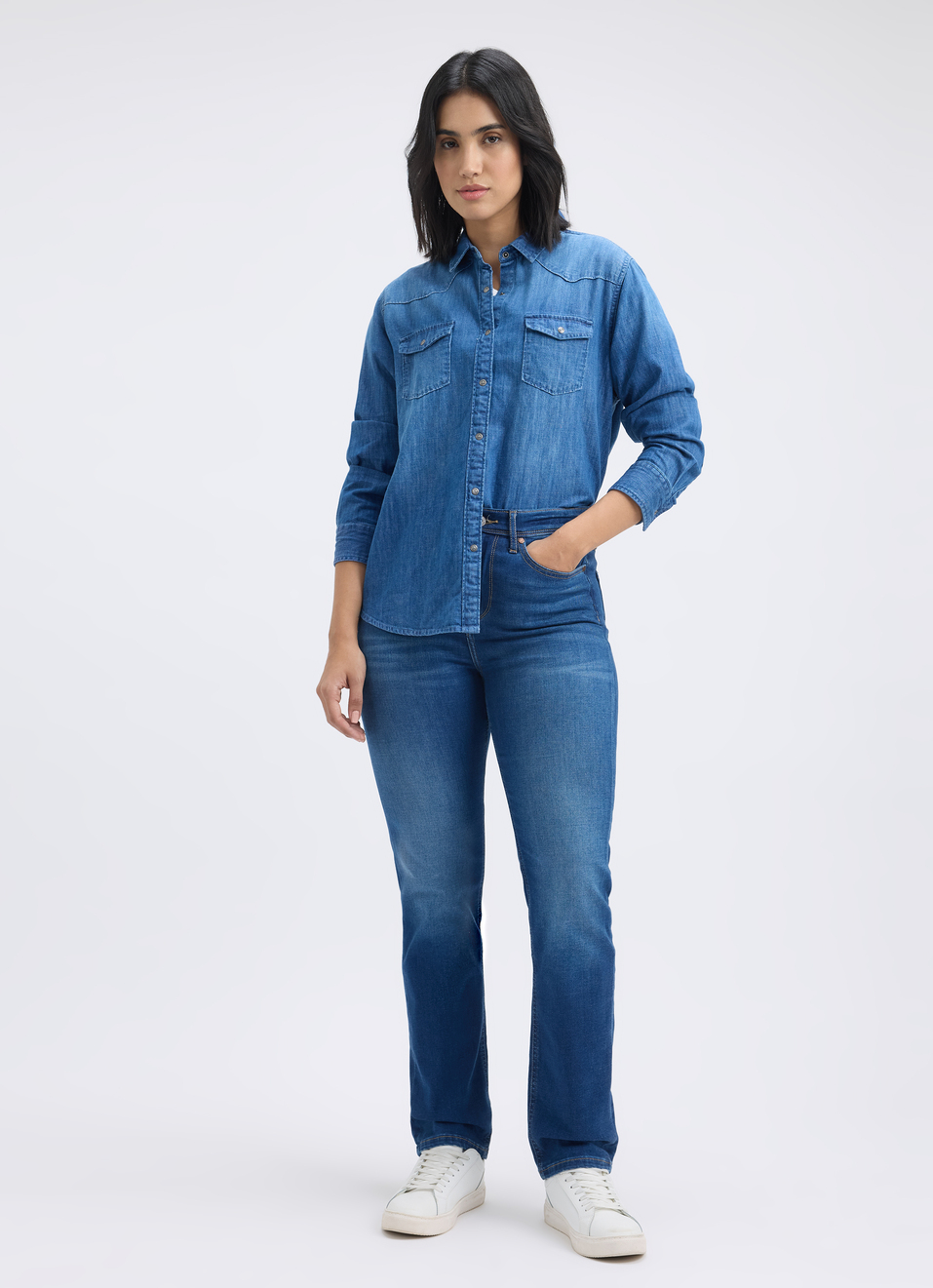 Women Blue High Waist Straight Softlex Jeans, , large image number 5