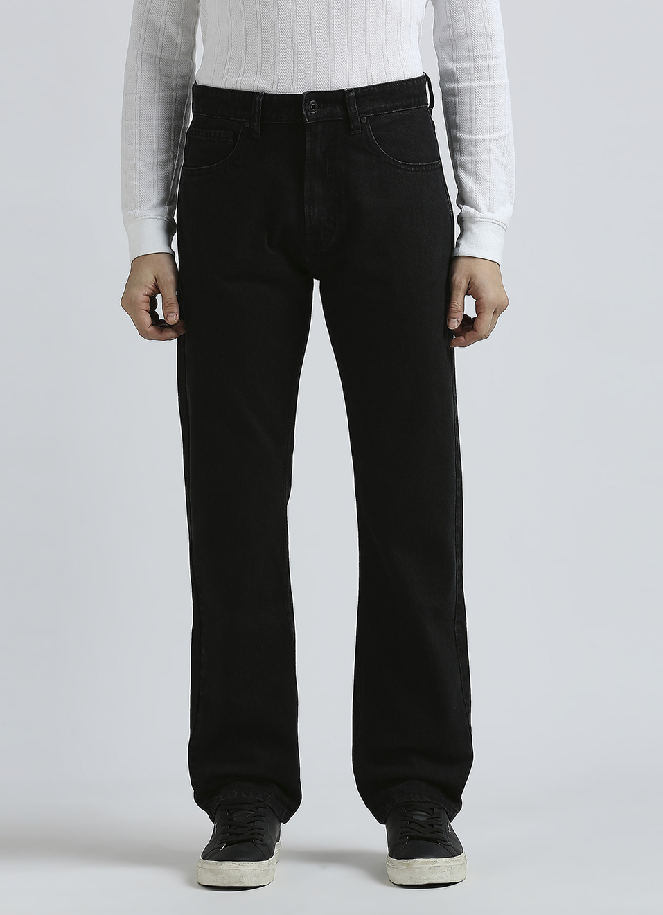 Marvis Black Mid Rise Loose Straight Jeans, , large image number 1