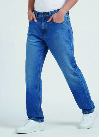 Marvis Blue Mid Rise Loose Straight Jeans