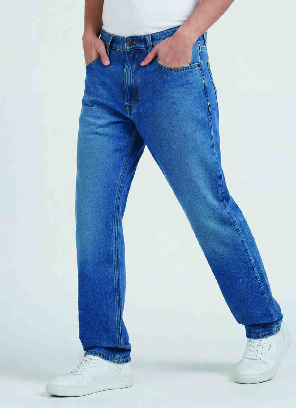 Marvis Blue Mid Rise Loose Straight Jeans, , large image number 0
