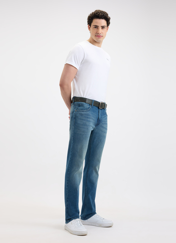 Men Blue Straight Fit Mid Rise Jeans 