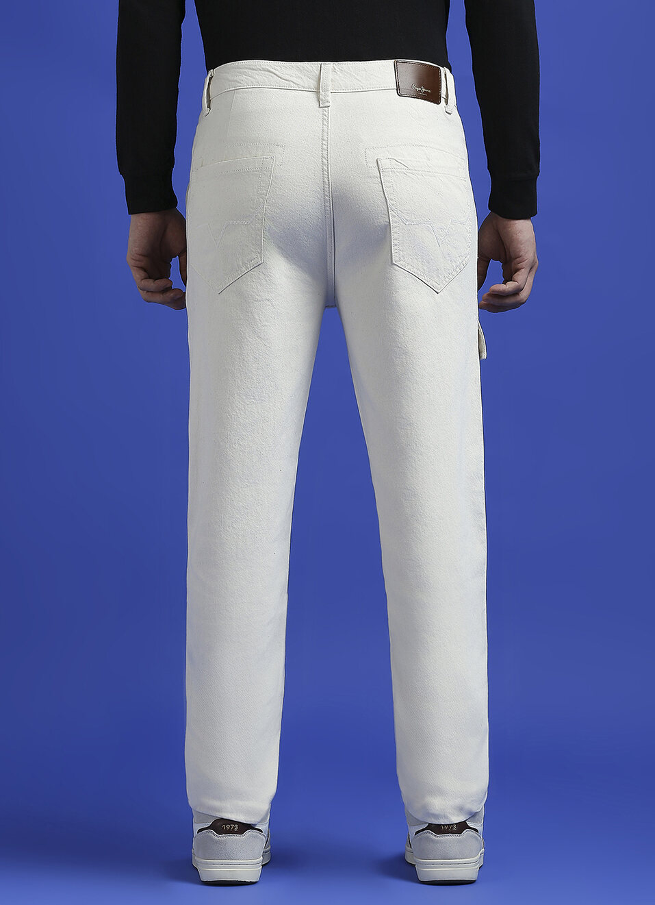 Ecru Mid Rise Straight Cargo Jeans, , large image number 5