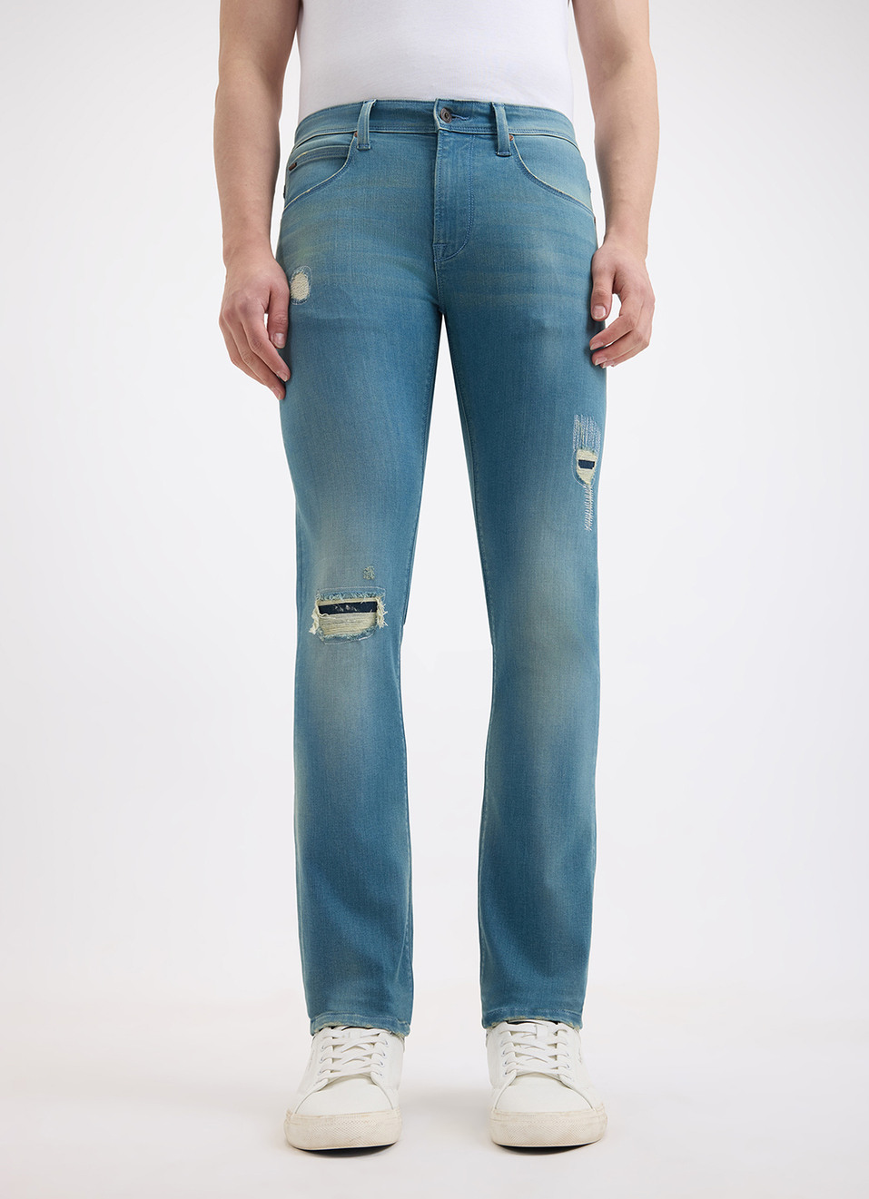 Men Blue Mid Rise Slim Powerflex Extra Stretchable Jeans, , large image number 6