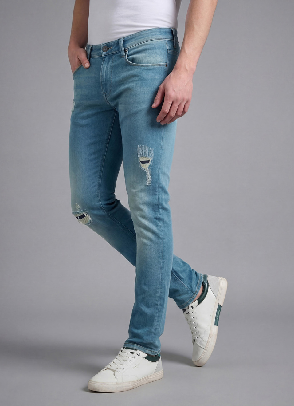 Men Blue Mid Rise Slim Powerflex Extra Stretchable Jeans, , large image number 0
