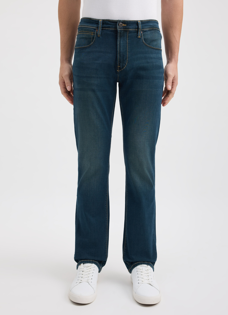 Men Blue Mid Rise Straight Structured Jeans, , large image number 1