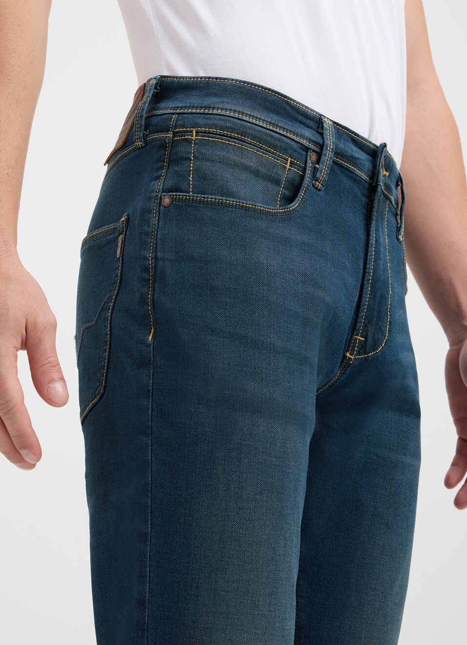 Men Blue Mid Rise Straight Structured Jeans, , large image number 4