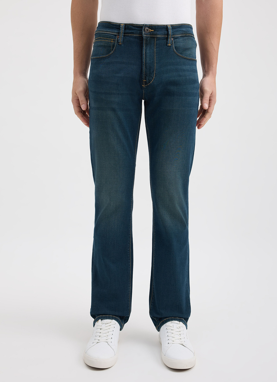 Men Blue Mid Rise Straight Structured Jeans, , large image number 6