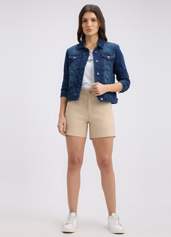 Women Khaki Mid Rise Shorts