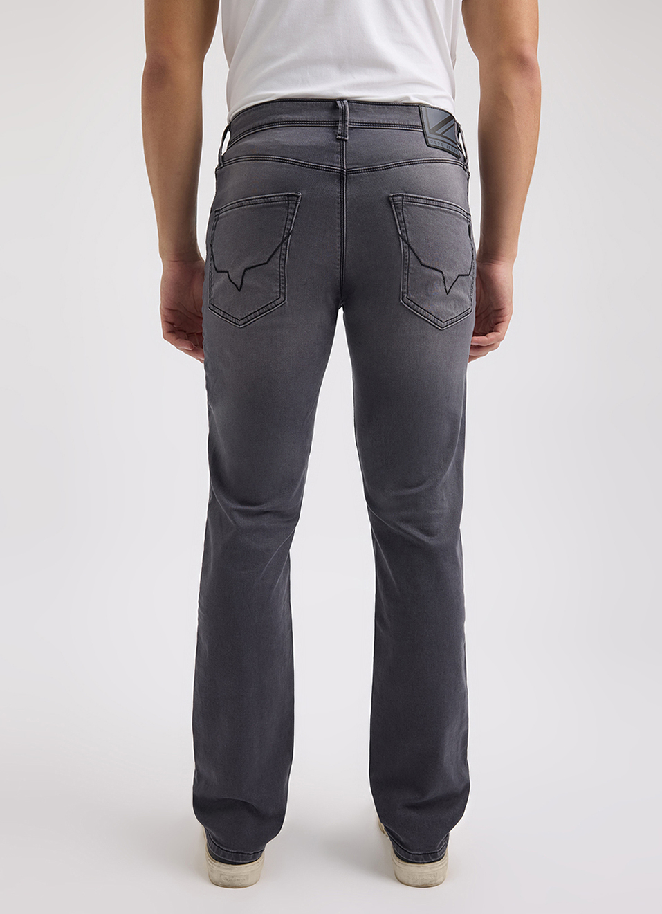 Men Dark Grey Mid Rise Straight Structured Jeans, , large image number 2