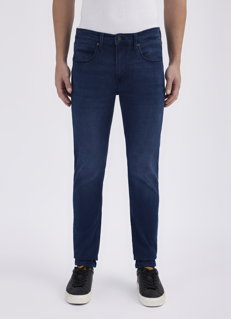 Men Blue Mid Rise Tapered Structured Jeans, , large image number 1