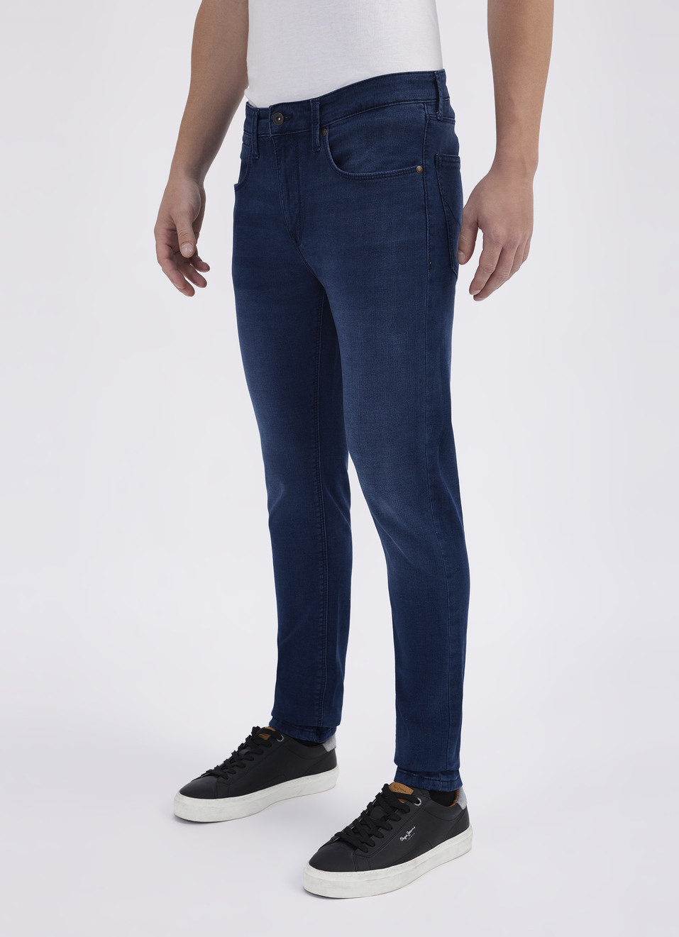 Men Blue Mid Rise Tapered Structured Jeans, , large image number 3